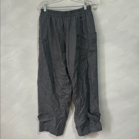 LUUKAA Grey Linen Cargo Pocket Pants 8 small - Picture 6 of 7
